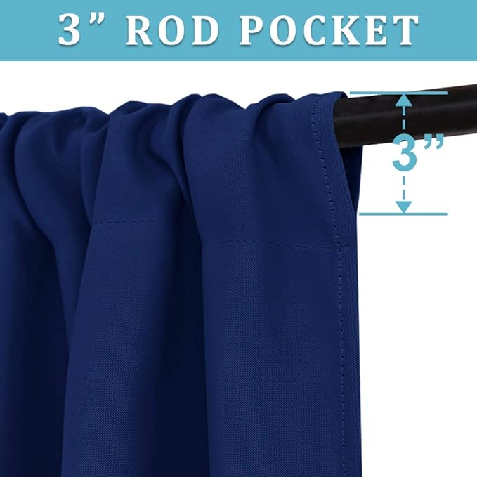 RYB HOME 54 inch Blackout Curtains for Living Room, Rod Pocket Thermal Insulated Small Window Drapes Room Darkening Shades for Bedroom Studio Dorm, W 42 x L 54 inch, Set of 2 Panels, Marine Blue