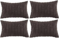 Fancy Homi 4 Packs Boho Dark Brown Decorative Throw Pillow Covers 14x24 Inch for Living Room Couch Bed Sofa, Rustic Modern Farmhouse Home Decor, Soft Plush Corduroy Cute Square Cushion Case 35x60 cm