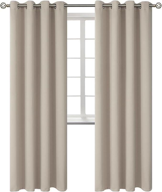 BGment Room Darkening Curtains 84 Inches Long - Grommet Thermal Insulated Drapes Window Treatment Curtains for Bedroom, 2 Panels, 52 x 84 Inch, Camel
