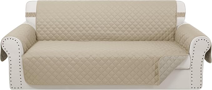 Reversible 4 Seater Sofa Cover 91 Inch Large Couch Cover Furniture Protector(Sofa XX-Large,Sand/Beige)