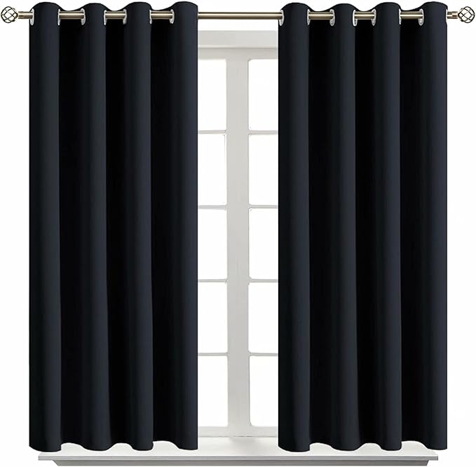 BGment Blackout Curtains for Living Room - Grommet Thermal Insulated Room Darkening Curtains for Bedroom, Set of 2 Panels (52 x 54 Inch, Black)