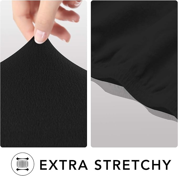 PureFit Super Stretch Sofa Slipcover – Spandex Non Slip Soft Couch Sofa Cover, Washable Furniture Protector with Non Skid Foam and Elastic Bottom for Kids, Pets （Loveseat, Black）