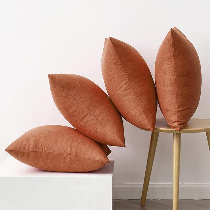 MIULEE Pack of 4 Decorative Rust Throw Pillow Covers Linen Waterproof Pillow Covers Outdoor Farmhouse Cushion Cases for Patio Garden Tent Balcony Couch Sofa 18x18 inch