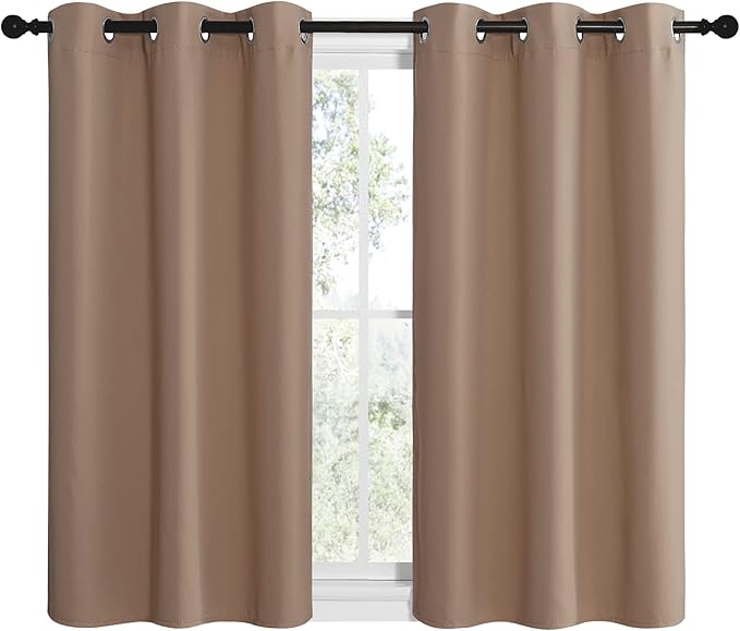 NICETOWN Room Darkening Curtain Panels for Cafe, Thermal Insulated Grommet Room Darkening Draperies/Drapes for Window (Cappuccino, 2 Panels, W42 x L40 -inch)