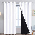 Yakamok Pure White 100% Blackout Curtains, 2 Thick Layers Completely Blackout Curtains Thermal Insulated Noise Reducing Drapes for Bedroom(52Wx96L, Pure White, 2 Panels)