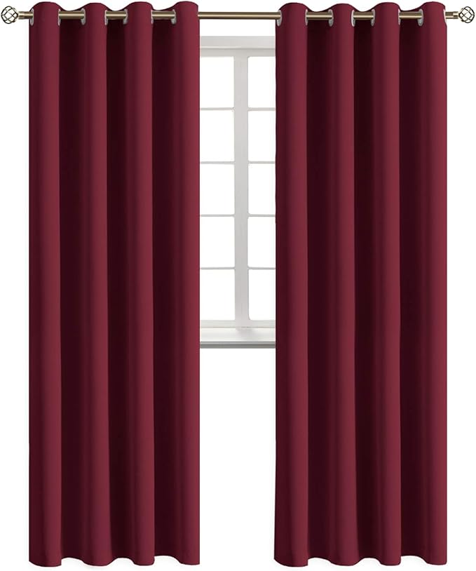 BGment Blackout Curtains - Grommet Thermal Insulated Room Darkening Bedroom and Living Room Curtains, Set of 2 Panels (52 x 120 Inch, Burgundy)