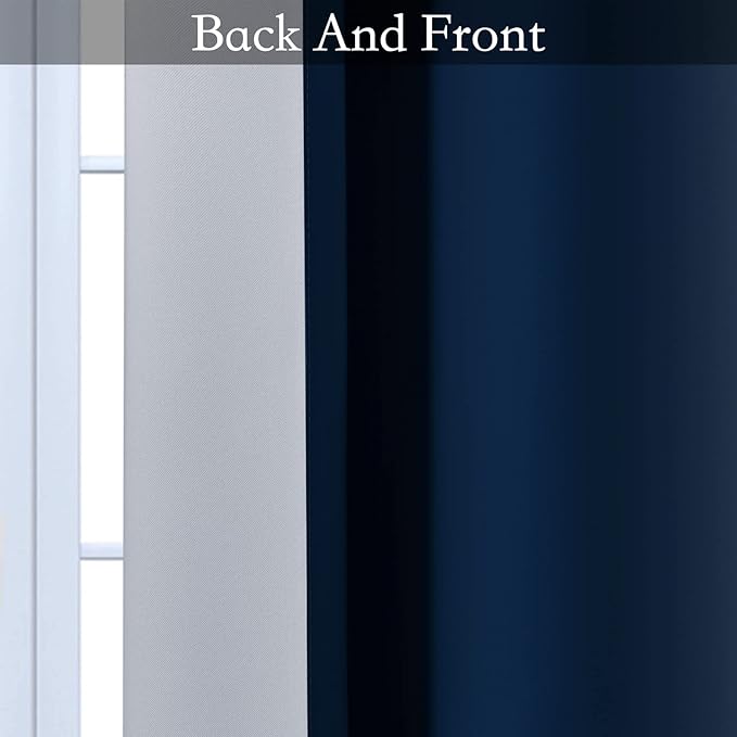 SimpleHome Ombre Room Darkening Curtains for Bedroom, Gradient Blue to Grey White Light Blocking Thermal Insulated Grommet Window Curtain/Drapes for Living Room,2 Panels, 42x63 inches Length