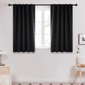 Deconovo Short Blackout Curtains for Small Windows Thermal Insulated Rod Pocket and Back Tab Curtains 42Wx45L Inch Black 2 Panels