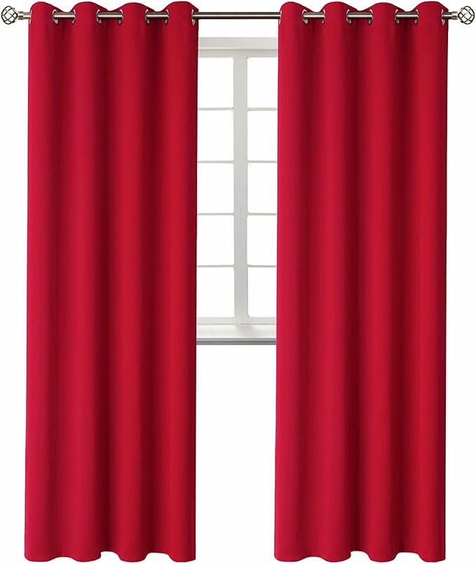 BGment Room Darkening Curtains 95 Inches Long - Grommet Thermal Insulated Drapes Window Treatment Curtains for Bedroom, 2 Panels, 52 x 95 Inch, Red