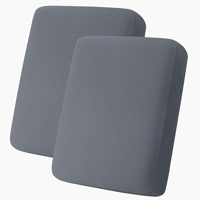 hyha Milk Silk Couch Cushion Covers, Soft Magic Sofa Covers Washable for 2 Cushion Couch, Stretch Sectional Outdoor Cushion Covers for Patio Furniture with Elastic Bottom(2 Packs, Dark Gray)
