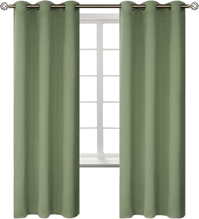 BGment Room Darkening Curtains 72 Inches Long - Grommet Thermal Insulated Drapes Window Treatment Curtains for Bedroom, 2 Panels, 42 x 72 Inch, Grass Green