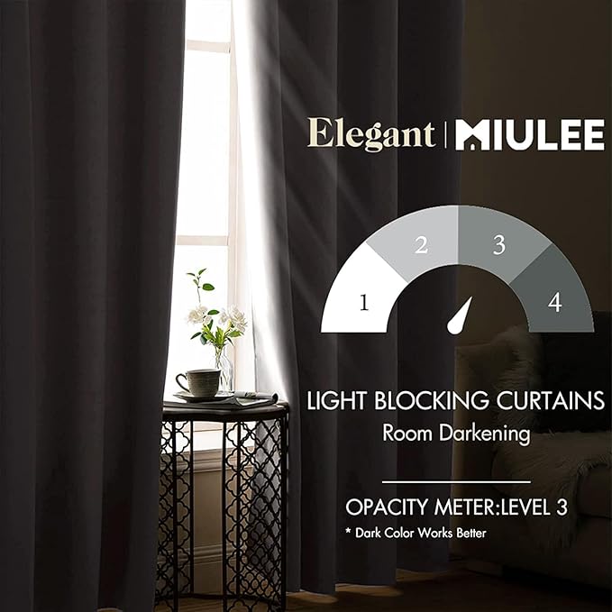 MIULEE Room Darkening Curtains Thermal Insulated Black Out Drapes Solid Window Treatment Grommet Light Blocking Blackout Curtain for Living Room Bedroom 2 Panels Set 52 x 84 inch Length Pure White
