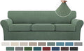 Turquoize 4 Piece Sofa Covers for 3 Cushion Couch Sofa Slipcover Soft Couch Cover for Dogs-Washable Sofa Furniture Covers with 3 Individual Large Cushion Covers, Feature Fabric (XL Sofa, Loden Frost)