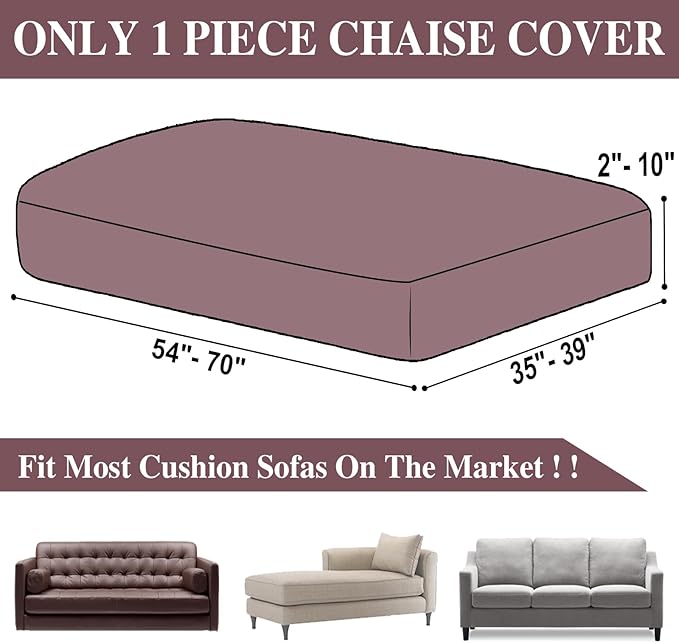 Couch Cushion Chaise Lounge Cover Washable Separate Seat Chaise Couch Cover Stretch Sectional Sofa Slipcover (1 Piece for Chaise or Sofa 3-Seater, Burgundy)