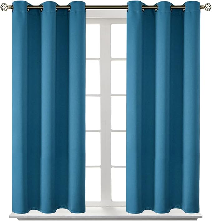 BGment Blackout Curtains - Grommet Thermal Insulated Room Darkening Bedroom and Living Room Curtains, Set of 2 Panels (38 x 54 Inch, Steel Blue)