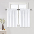 DWCN White Curtains for Living Room Thermal Insulated, 50% Light Blocking Curtains for Bedroom, Dining Room Window, W 52x L 36 Inch, Set of 2 Rod Pocket Curtain Panels