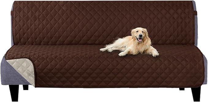 U-NICE HOME Futon Sofa Covers Reversible Sofa Slipcover Armless Couch Cover Furniture Protector Water Resistant (Futon, Brown/Beige)