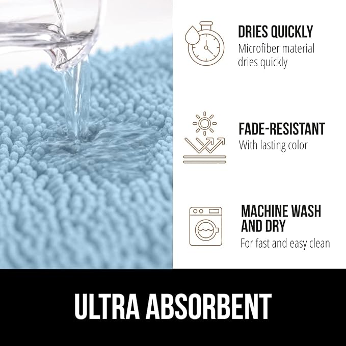 GORILLA GRIP Bath Rug Mat 30x20, Soft Absorbent Chenille, Quick Dry Microfiber - Image 4
