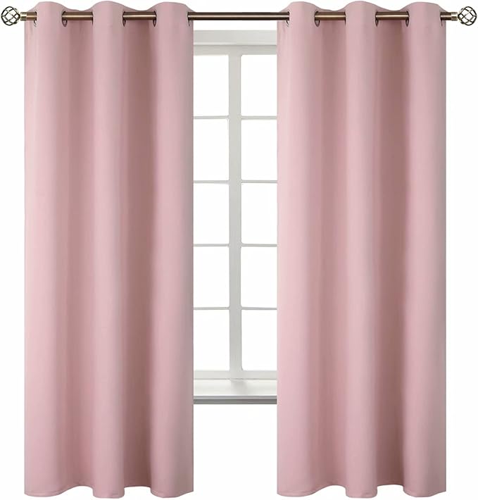BGment Baby Pink Curtains for Girls Room - Nursery Room Darkening Thermal Insulated Grommet Top Elegant Modern Window Treatment, 2 Panels, 42 x 63 Inch