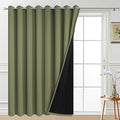Yakamok 100% Blackout Extra Wide Thermal Insulated Curtains, Total Shade Patio Door Curtain, Full Light Shading Sliding Door Drape Room Divider for Living Room/Bedroom, Sage, W100 x L84, 1 Panel