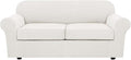 H.VERSAILTEX 3 Piece Stretch Sofa Covers for 2 Cushion Sofa Couch Covers for Living Room Sofa (Base Cover Plus 2 Seat Cushion Covers) Thicker Jacquard Fabric (Large Sofa, Porcelain White)