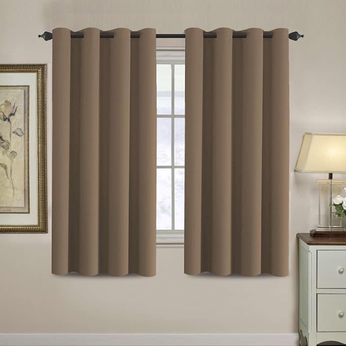 H.VERSAILTEX Blackout Curtain for Living Room Thermal Insulated Window Treatment Curtain Extra Long 63 inch Length Energy Saving Solid Grommet Top Blackout Drape, One Panel, Macchiato, 52" W x 63" L