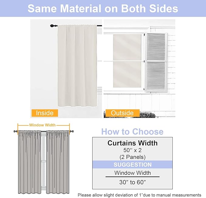 Simplebrand Natural Blackout Curtains for Bedroom 102 Inches Long 2 Panels, Solid Thermal Insulated, Energy Saving Living Room Window Treatment Curtains Blackout Drapes, W50 x L102 Inch, Natural