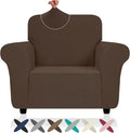 ZNSAYOTX Chair Cover with Arms (30"-47"), New Striped Sofa Chair Covers for Living Room, Dogs Pet Friendly Anti-Slip Chair Protector Spandex Armchair Slipcovers (Coffee, Chair)