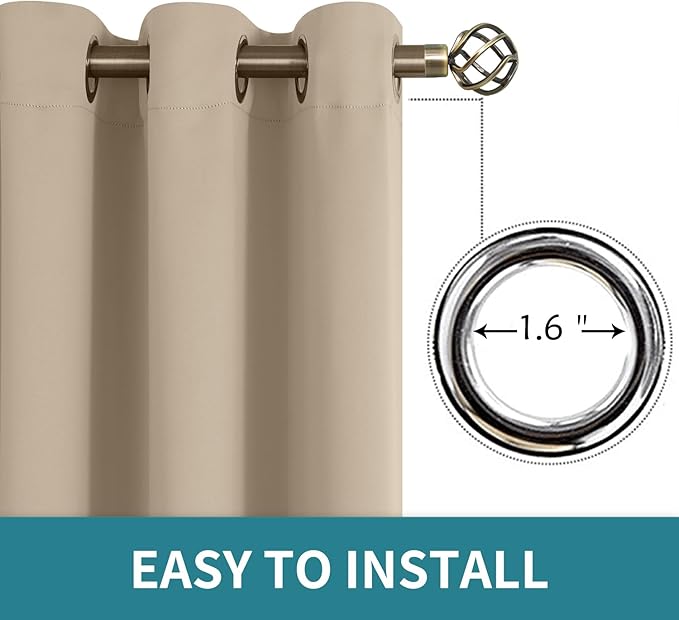 BGment Blackout Curtains - Grommet Thermal Insulated Room Darkening Bedroom and Living Room Curtains, Set of 2 Panels (70 x 63 Inch, Sand)