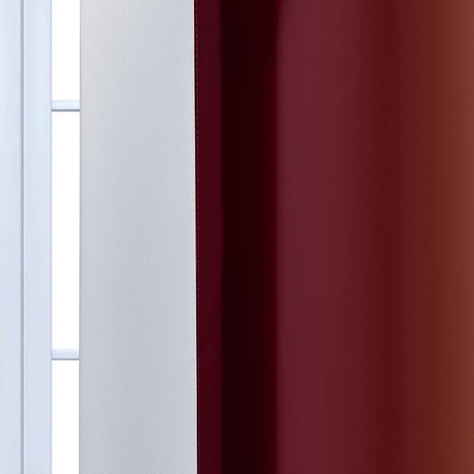 Yakamok Red and Greyish White Ombre Curtains, Room Darkening Gradient Color Curtains for Bedroom, Light Blocking Thermal Insulated Window Drapes for Living Room(2 Panels, 52x84 Inch)