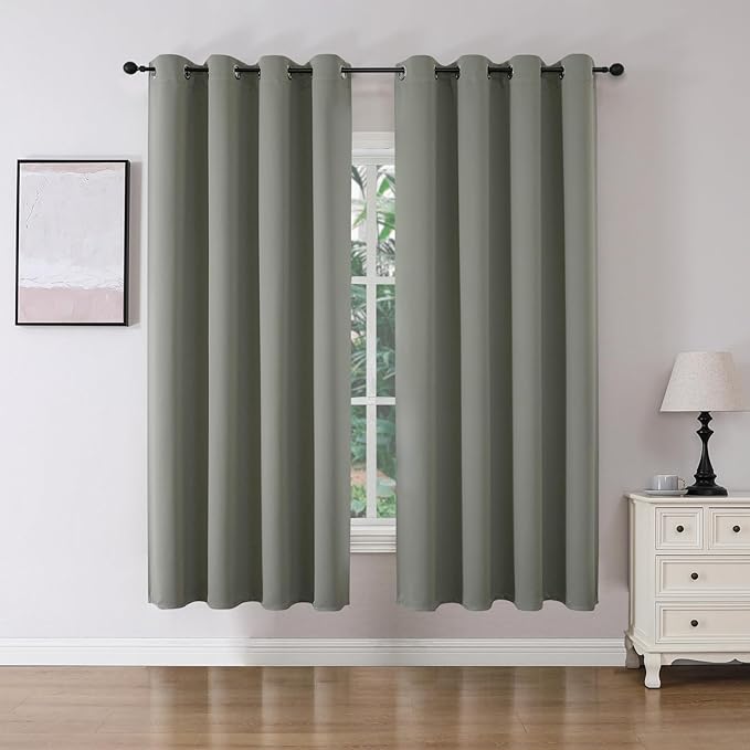 Joydeco Blackout Curtains 72 Inch Length 2 Panels Set, Thermal Insulated Long Curtains& Drapes 2 Burg, Room Darkening Grommet Drapes for Bedroom Living Room Window (Sage Green, W52 x L72 Inch)