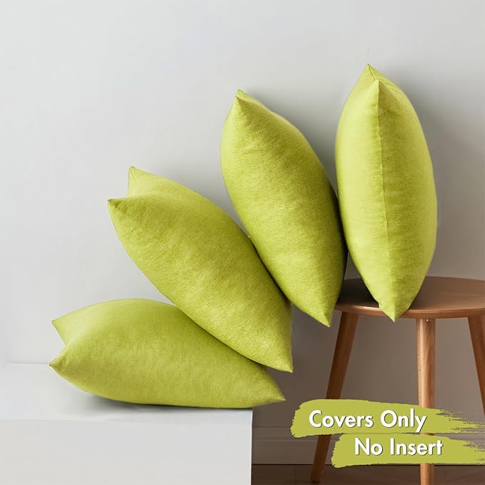 MIULEE Pack of 4 Decorative Outdoor Throw Pillow Covers Linen Waterproof Pillow Covers Spring Farmhouse Cushion Cases for Patio Garden Tent Balcony Couch Sofa 18x18 inch Grass Green