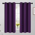Yakamok Blackout Curtains Room Darkening Thermal Insulated Grommet Top Solid Window Curtains for Living Room, 42W x 63L,Purple,2 Panels