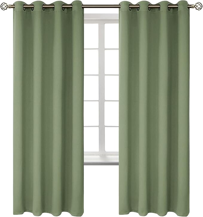 BGment Room Darkening Curtains 72 Inches Long - Grommet Thermal Insulated Drapes Window Treatment Curtains for Bedroom, 2 Panels, 52 x 72 Inch, Grass Green