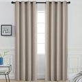 Yakamok Blackout Curtains Room Darkening Thermal Insulated Window Panels,Solid Grommet Top Drapes for Bedroom/Living Room(52Wx90L, Natural, 2 Panels)