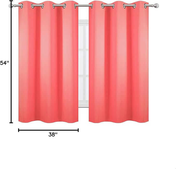 LEMOMO Blackout Curtains 38 x 54 inch/Coral Curtains Set of 2 Panels/Thermal Insulated Room Darkening Bedroom Curtains