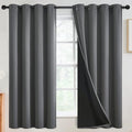 SimpleHome 100% Blackout Curtains for Bedroom,Thermal Insulated Grommet Window Drapes Room Darkening Grey Curtains for Living Room with Black Back,52 x 63 Inch,2 Panels