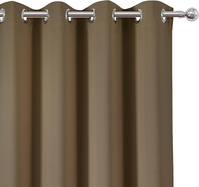 LEMOMO Blackout Curtains 66 x 84 inch/Brown Curtains Set of 2 Panels/Thermal Insulated Room Darkening Bedroom Curtains