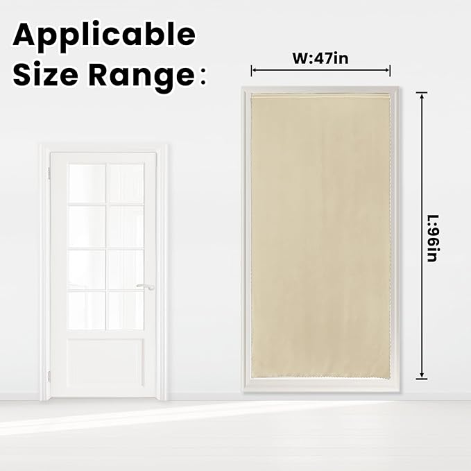 Self Adhesive Portable Blackout Curtains for Bedroom Easy to Install Window Thermal Lnsulated Kitchen Room Darkening Small Window Curtains, 47" W X 96" L, Beige, 1 Panel