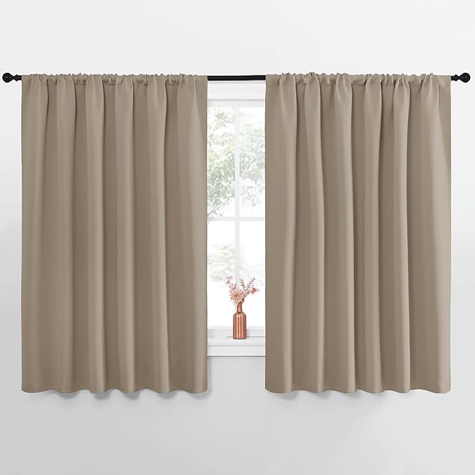 NICETOWN Blackout Curtains for Bedroom, Blackout Curtain Panels, Taupe, 1 Pair, 70 by 63-inch, Window Treatment Energy Saving Thermal Insulated Solid Rod Pocket Blackout Drapes/Draperies