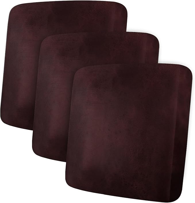 Leather Look Couch Cushion Covers Sofa Seat Slipcovers Sets Couches Furniture Protector for Sectional Armchair Loveseat Pets Kids Stretch Spandex Fabric (3 Cushion XL Sofa, Burgundy)