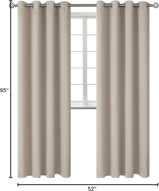 BGment Room Darkening Curtains 95 Inches Long - Grommet Thermal Insulated Drapes Window Treatment Curtains for Bedroom, 2 Panels, 52 x 95 Inch, Camel
