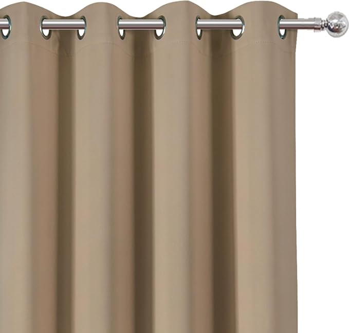 LEMOMO Natural Blackout Curtains 66 x 63 Inch Length/Set of 2 Curtain Panels/Thermal Insulated Room Darkening Blackout Curtains for Bedroom
