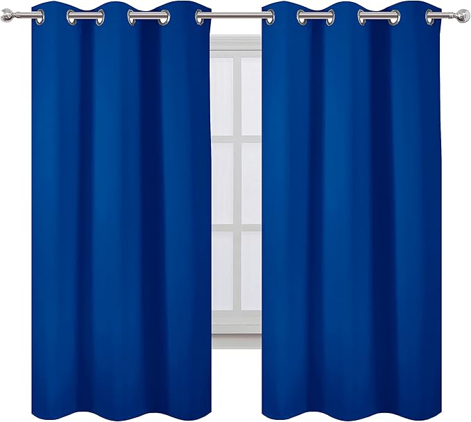 LEMOMO Royal Blue Thermal Blackout Curtains/42 x 72 Inch/Set of 2 Panels Room Darkening Curtains for Bedroom