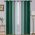 SimpleHome Ombre Room Darkening Curtains for Bedroom, Gradient Dark Green to Grey White Light Blocking Thermal Insulated Grommet Window Curtain/Drapes for Living Room,2 Panels, 52x84 inches Length
