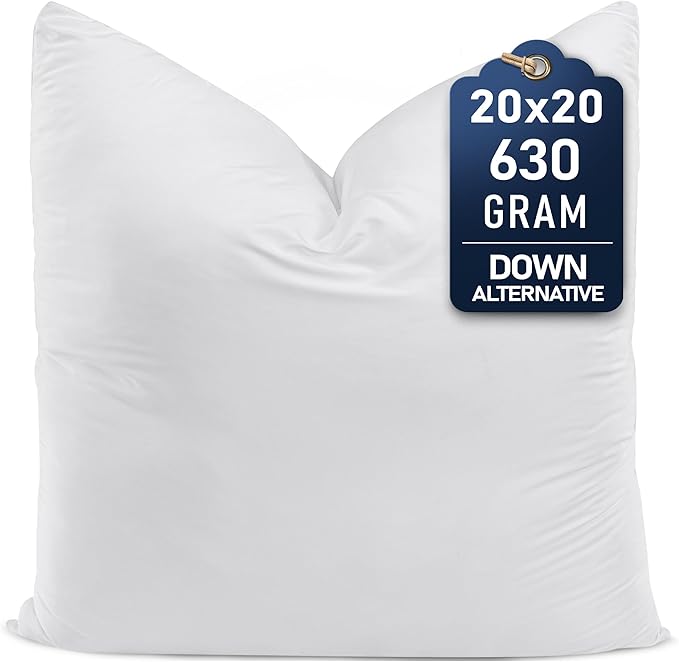 Utopia Bedding Throw Pillows (Set of 1, White) – 20 x 20 Inches Down Alternative Pillows for Bed, Sofa, and Couch - Fluffy Decorative Stuffer Pillow for Indoors & Outdoors