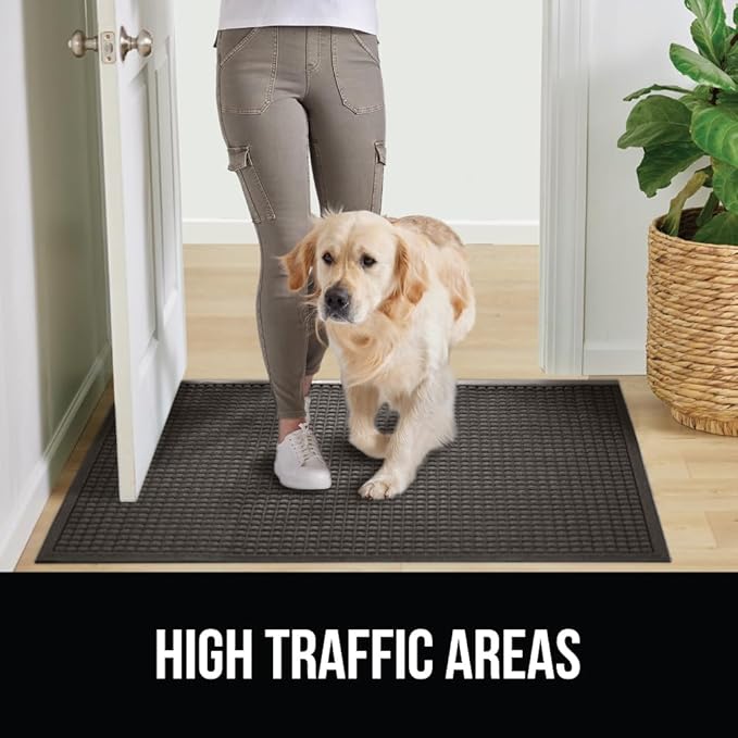 GORILLA GRIP® Ultra Absorbent Front Door Mat Outside Entrance, 35x23, Traps Dirt and Moisture, HydroABSORB Indoor Outdoor Doormat Holds 5.7 Cups Water, Stain and Fade Resistant Welcome Mat, Charcoal