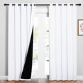 NICETOWN 100% Blackout Window Curtain Panels, Cold and Full Light Blocking Drapes with Black Liner for Nursery, 84 inches Drop Thermal Insulated Draperies (White, 2 Pieces, 62 inches Wide Each Panel)