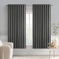 MIULEE Grey Back Tab Blackout Curtains 63 Inch Length 2 Panels Set for Living Room Bedroom Privacy, Rod Pocket/Pinch Pleat Thermal Insulated Room Darkening Pleated Light Blocking Drapes