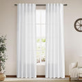 Nanspring White Linen Curtains 84 Inch Length 2 Panels Set for Living Room Back Tab Light Filtering Semi Sheer Curtain for Bedroom Farmhouse Drapes, 40x84 Inch, 2 Panels